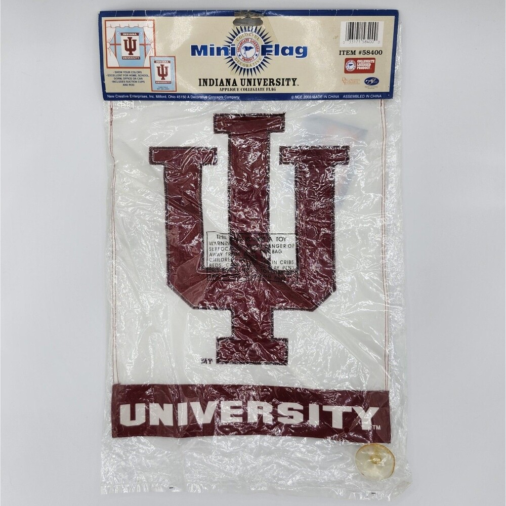 Indiana Hoosiers Mini Flag 11" X 15" (NIP, Suction Cups/Rod Included)
